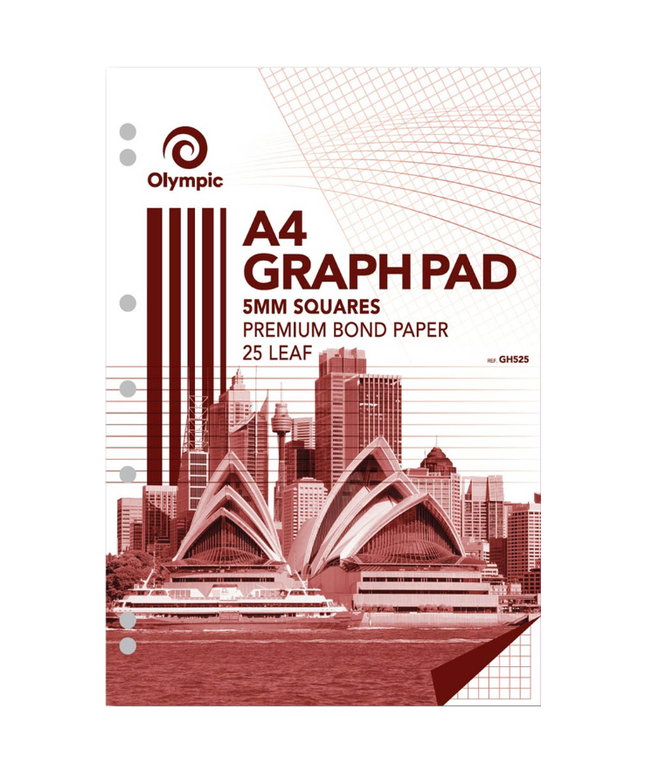 Olympic A4 Graph Pad 5mm Grid 25 Sheet