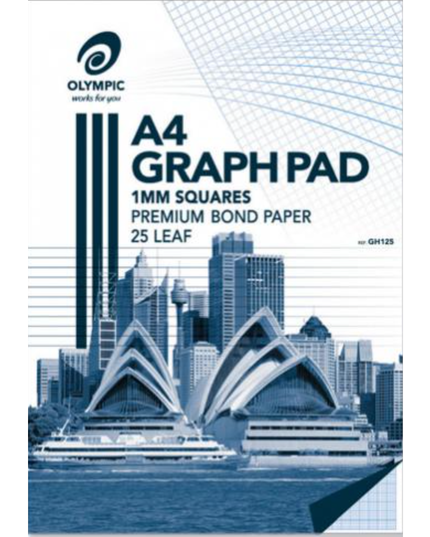 Graph Pad - Olympic - A4 - 7 Hole Punched - 1mm - 25 Sheets