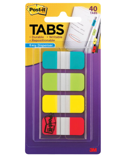 Post-it Tabs 15 x 38mm Assorted 4 Pack