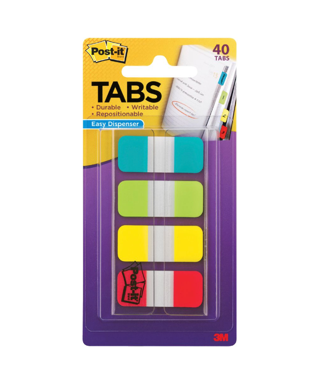 Post-it Tabs 15 x 38mm Assorted 4 Pack