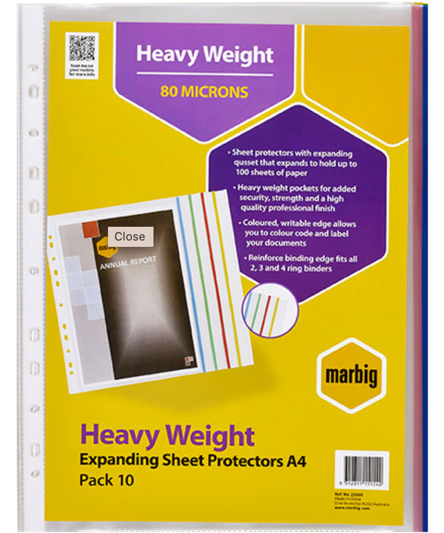 MARBIG Sheet Protectors (Assorted Sizes)
