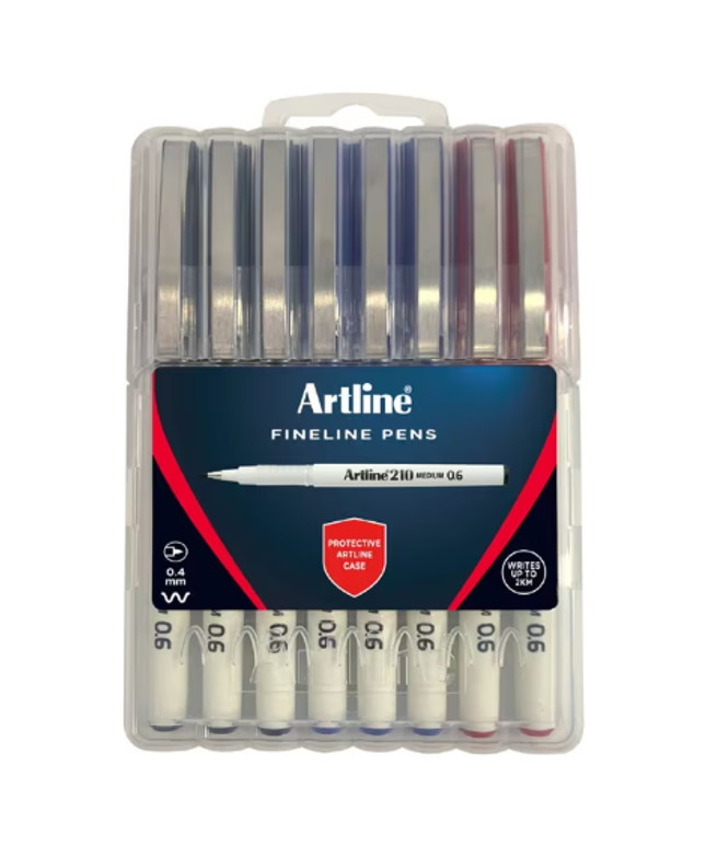 Artline 210 Fineliners Core 8 Pack