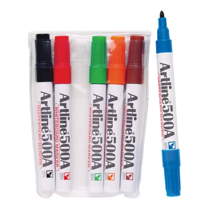 Artline 500A Whiteboard Markers Bullet Assorted 6pk