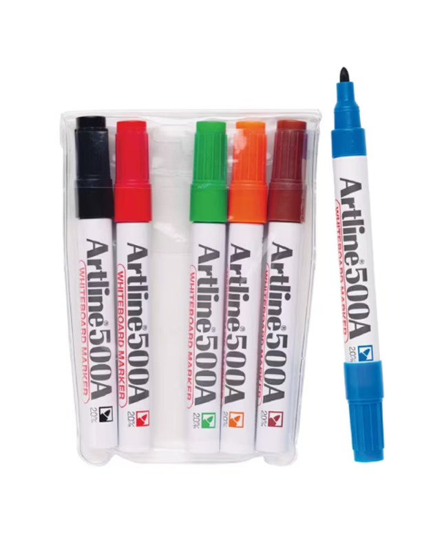 Artline 500A Whiteboard Markers Bullet Assorted 6pk