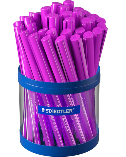 Staedtler Stick 432 Triangular Ballpoint Pen 1.0mm Medium - Violet, Cup of 40