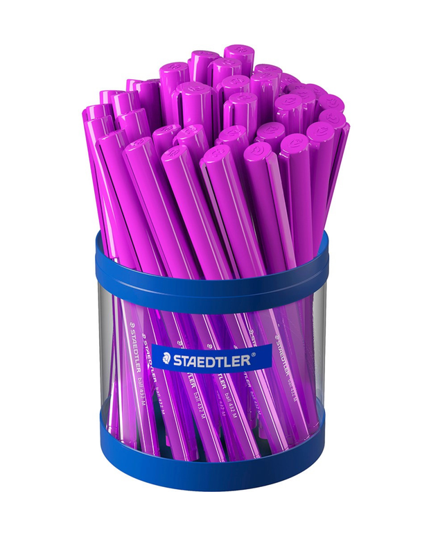 Staedtler Stick 432 Triangular Ballpoint Pen 1.0mm Medium - Violet, Cup of 40