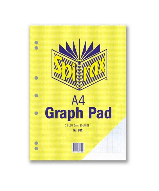 Spirax 802 Graph Pad 2mm A4 25 Leaf