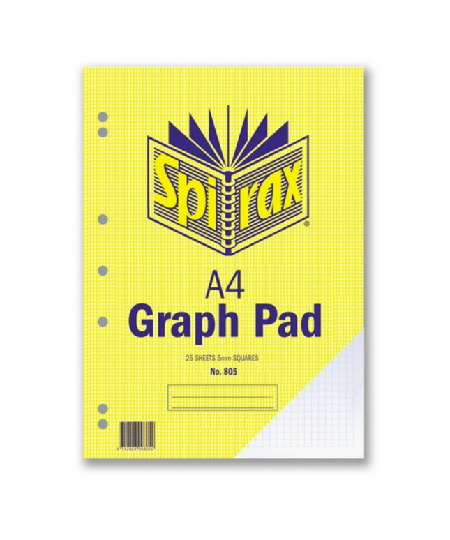 Spirax 805 Graph Pad 5mm A4 25 Leaf