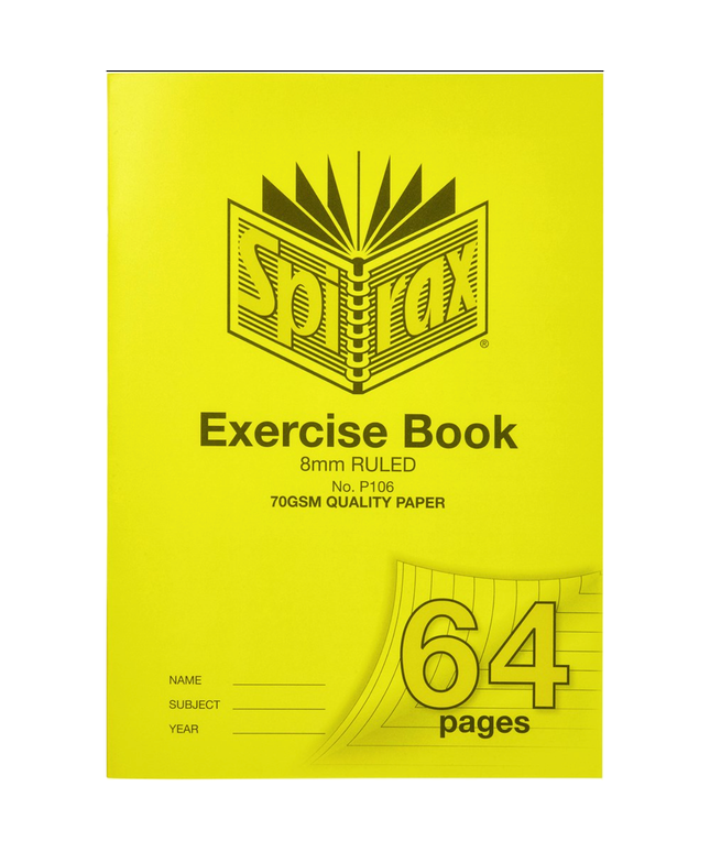 Spirax P106 Exercise Book A4 64 Page 8mm