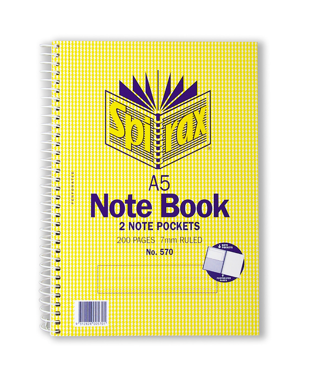 Spirax 570 Notebook Pocket A5 200 Page