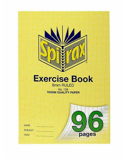 Spirax 108 Exercise Book A4 96 Page 8mm