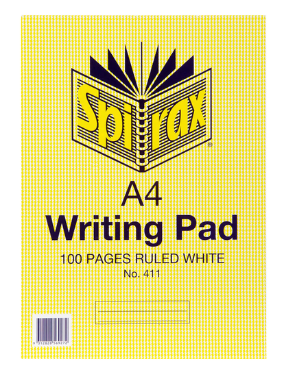 Spirax Writing Pad A4 100 Page Ruled White