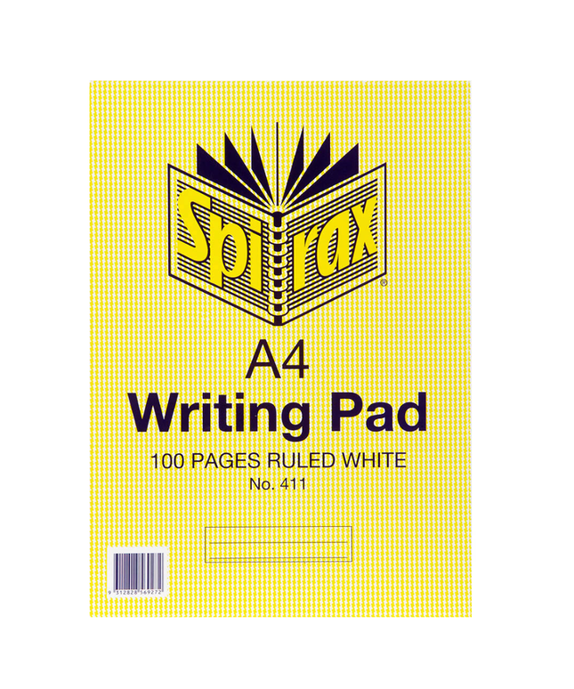 Spirax Writing Pad A4 100 Page Ruled White