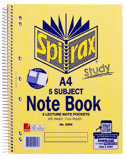 Spirax 596 5 Subject Book A4 250 Page