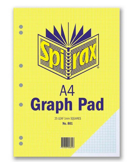 Spirax 801 Graph Pad 1mm A4 25 Leaf