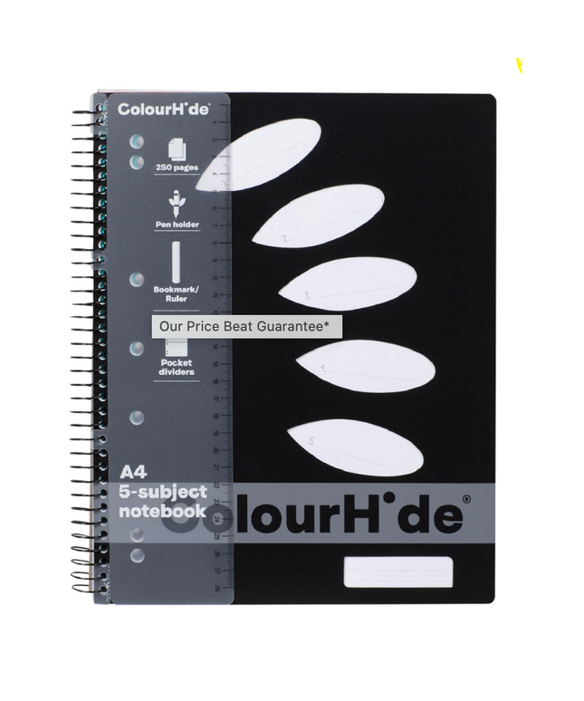 Colourhide A4 5 Subject Notebook 250 Page Assorted