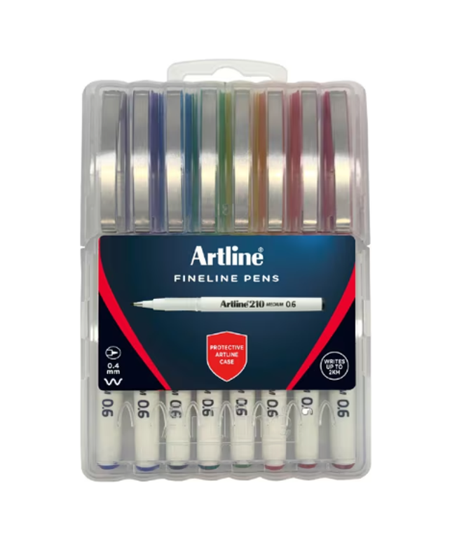 Artline 210 Fineliners Bright 8 Pack