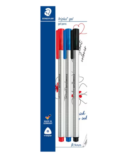 Staedtler Triplus Gel Pens 0.7mm Assorted 3 Pack