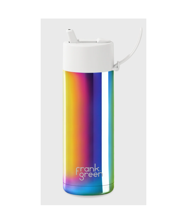 Frank Green 595mL Stainless Steel Ceramic Reusable Bottle with Flip Straw Lid