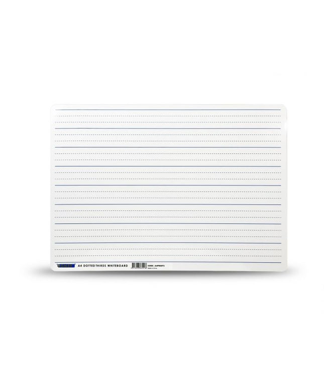 OSMER STUDENT WHITEBOARD A4 FLEXIBLE PLAIN AND DOTTED THIRDS DOUBLE SIDED WHITE