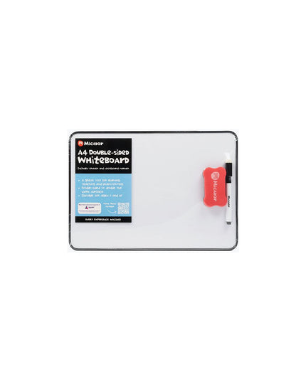 Micador A4 Double Sided Non-Magnetic Whiteboard with Eraser and Marker