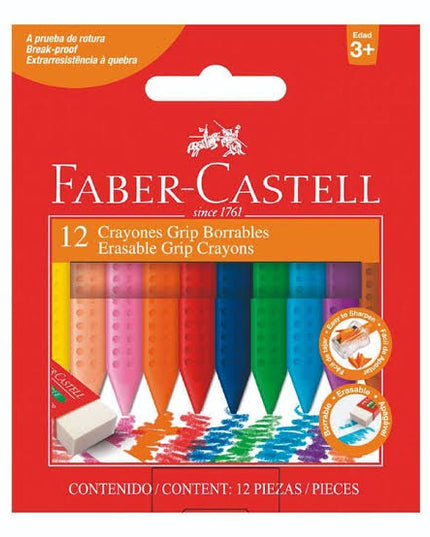Faber-Castell Jumbo Grip Erasable Crayons 12Pk