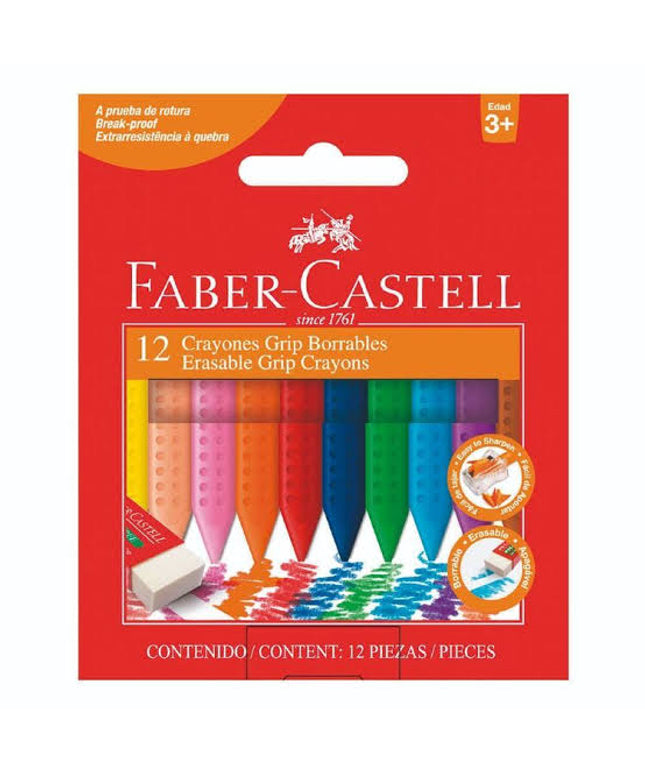 Faber-Castell Jumbo Grip Erasable Crayons 12Pk
