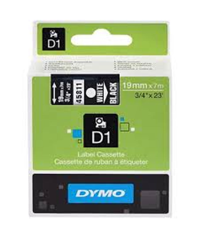DYMO D1 Labelling Tape - Black on White (19mm x 7m)