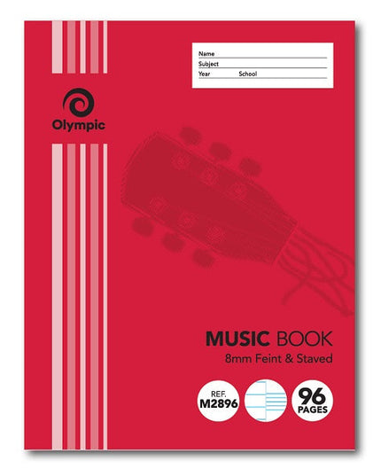 Olympic M2896 Music Book 8MM Stave 96 Page (225x175mm)