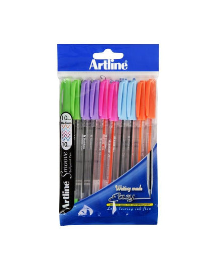 Artline Smoove Ballpoint Pens Bright 10 Pack