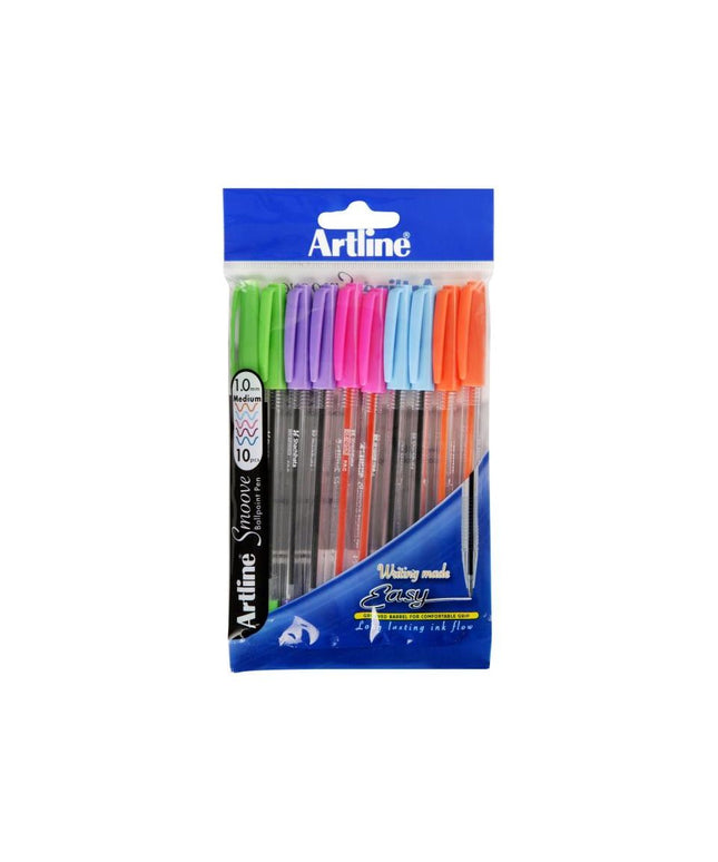 Artline Smoove Ballpoint Pens Bright 10 Pack