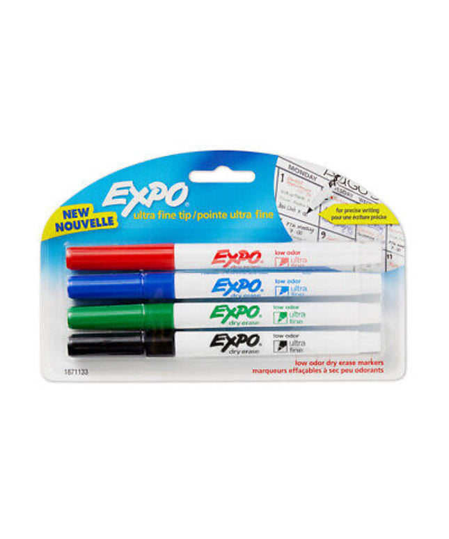 Expo Ultra Fine Whiteboard Markers Assorted 4 Pack