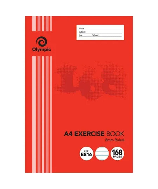 Olympic Exercise Book A4 168 Pages 8mm Ruled