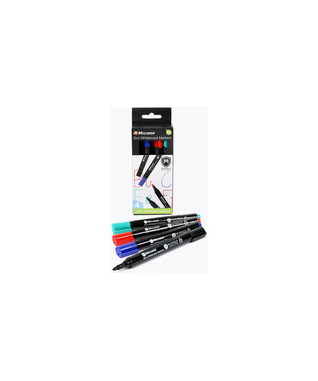 Micador M.Shield Eco Whiteboard Marker 4 Pack Assorted